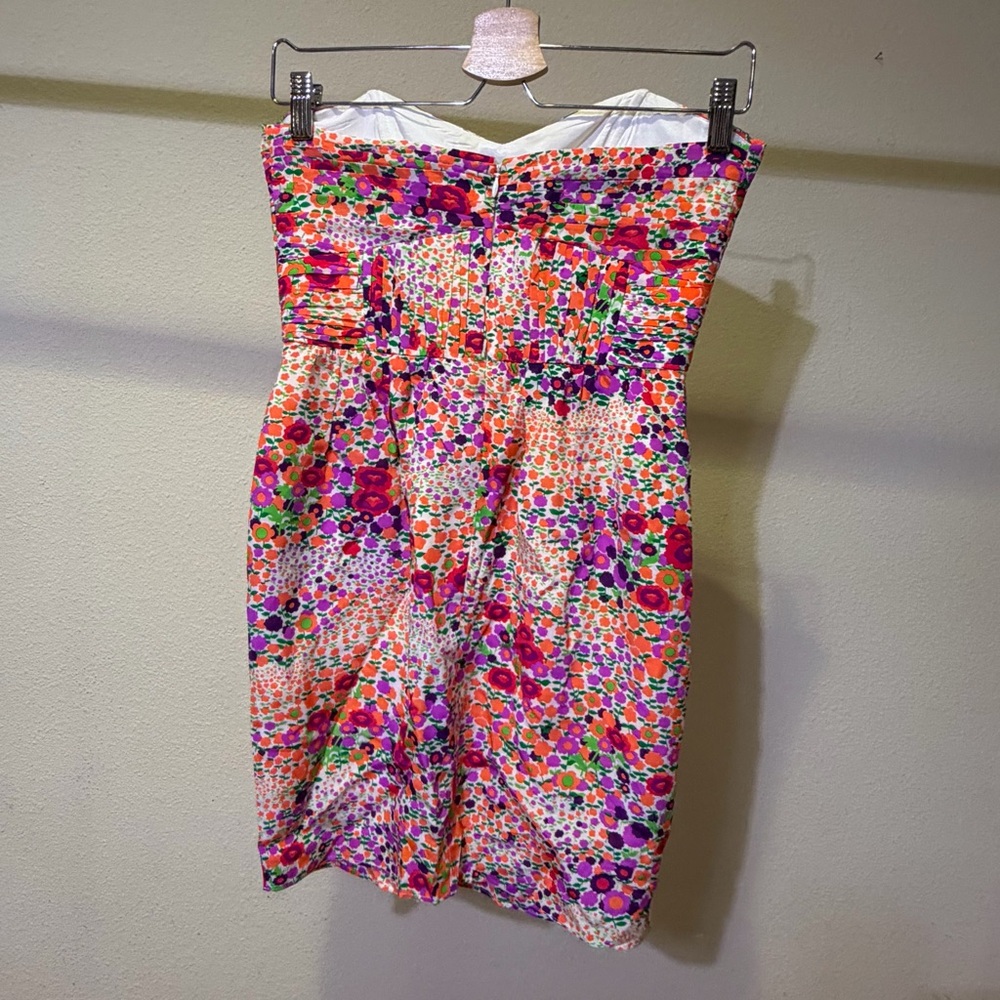 Shoshanna Bright Floral Silk Strapless Dress - Picture 4 of 11